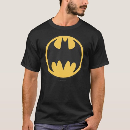 Batman Symbol | Donkergele cirkelvormige Logo T-shirt (Voorkant)