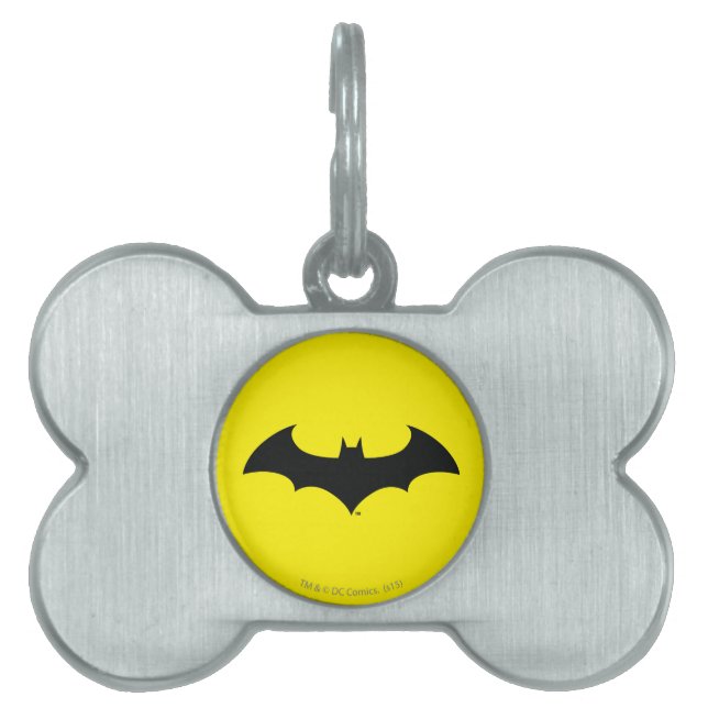 Batman Symbol | Eenvoudig BBT Silhouette-Logo Huisdieren Naamplaatje (voorkant)