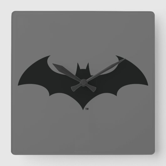 Batman Symbol | Eenvoudig BBT Silhouette-Logo Vierkante Klok (Voorkant)