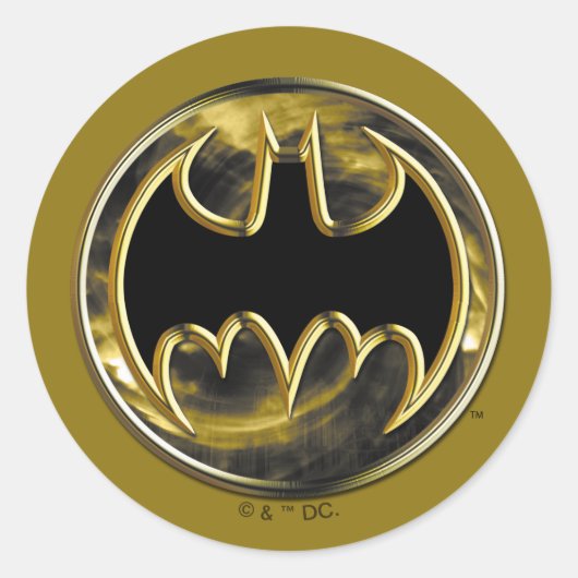 Batman Symbol | Goud Logo Ronde Sticker (Voorkant)