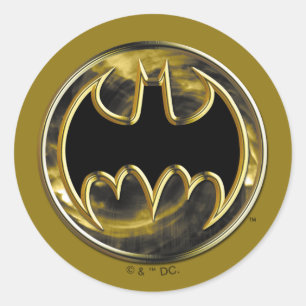 Batman Symbol   Goud Logo Ronde Sticker