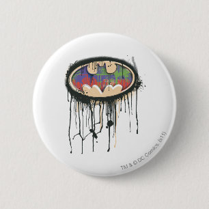 Batman Symbol   Groene Paarse Rode Logo Ronde Button 5,7 Cm