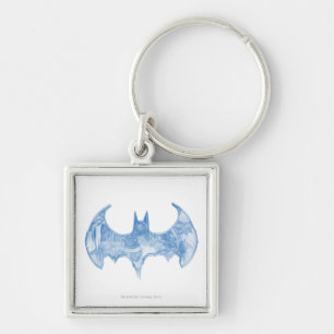 Batman Symbol   Licht blauw Logo in zakboekje Sleutelhanger