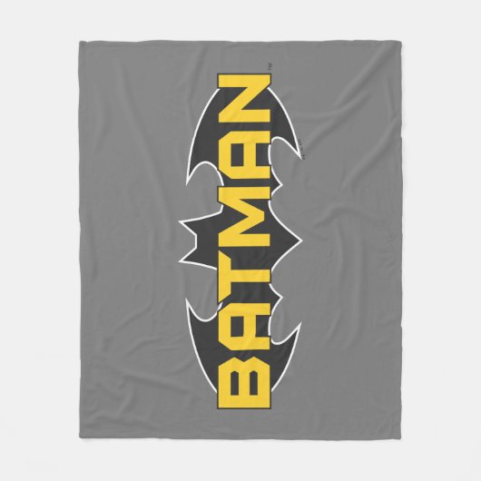 Batman Symbol | Naam Geel en zwart Logo Fleece Deken (Voorkant)