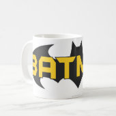 Batman Symbol | Naam Geel en zwart Logo Koffiemok (Voorkant links)