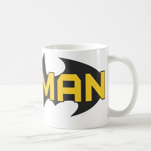 Batman Symbol | Naam Geel en zwart Logo Koffiemok (Rechts)