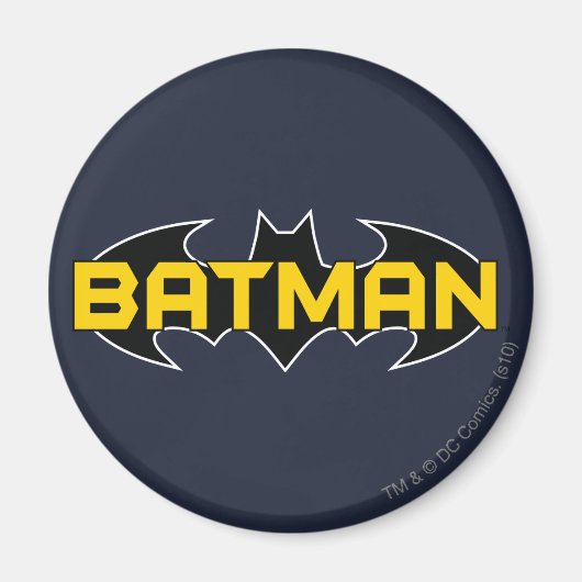 Batman Symbol | Naam Geel en zwart Logo Magneet (Voorkant)