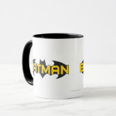 Batman Symbol | Naam Geel en zwart Logo Mok (Voorkant links)