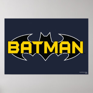 Batman Symbol   Naam Geel en zwart Logo Poster