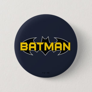 Batman Symbol Naam Geel en zwart Logo Ronde Button 5,7 Cm