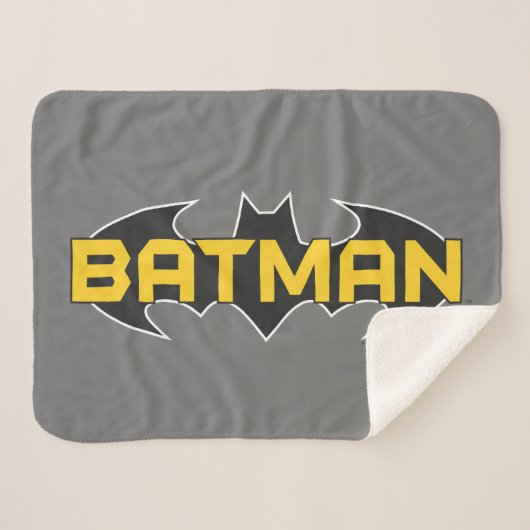 Batman Symbol | Naam Geel en zwart Logo Sherpa Deken (Voorkant (horizontaal))