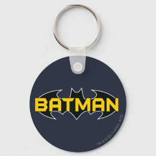 Batman Symbol   Naam Geel en zwart Logo Sleutelhanger