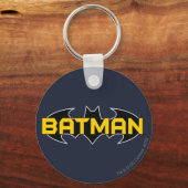 Batman Symbol | Naam Geel en zwart Logo Sleutelhanger (Voorkant)