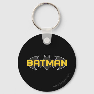 Batman Symbol   Naam Geel en zwart Logo Sleutelhanger