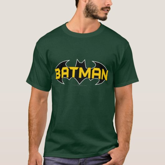 Batman Symbol | Naam Geel en zwart Logo T-shirt (Voorkant)