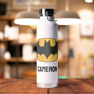 Batman Symbol Ovale Logo Jouw namen toevoegen Waterfles