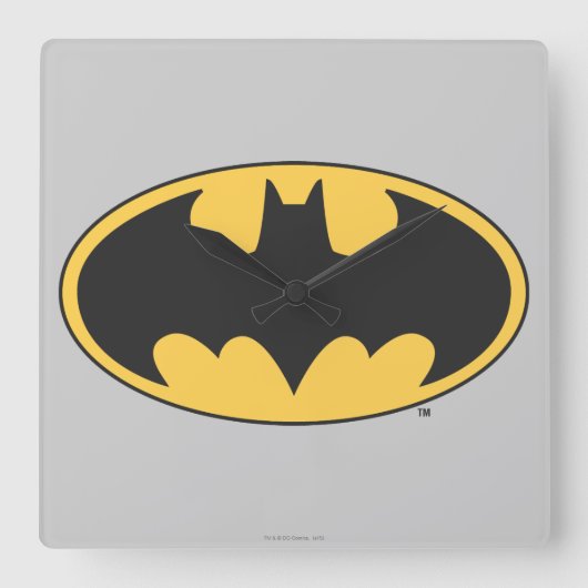 Batman Symbol | Ovale Logo Vierkante Klok (Voorkant)