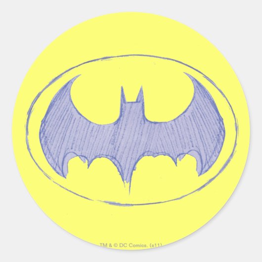Batman Symbol | Paars Logo ketchbook Ronde Sticker (Voorkant)
