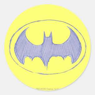 Batman Symbol Paars Logo ketchbook Ronde Sticker