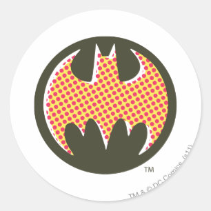 Batman Symbol   Rode Halftone Logo Ronde Sticker