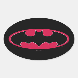 Batman Symbol   Rode zwarte Logo Ovale Sticker