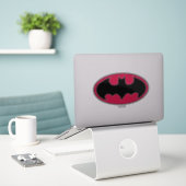 Batman Symbol | Rode zwarte Logo Sticker (Laptop op bureau)