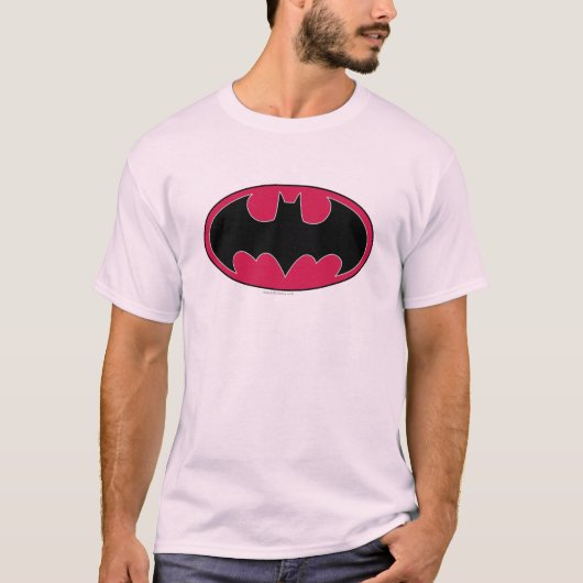 Batman Symbol | Rode zwarte Logo T-shirt (Voorkant)