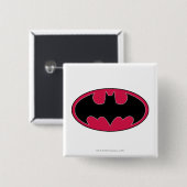 Batman Symbol | Rode zwarte Logo Vierkante Button 5,1 Cm (Voorkant /achterkant)