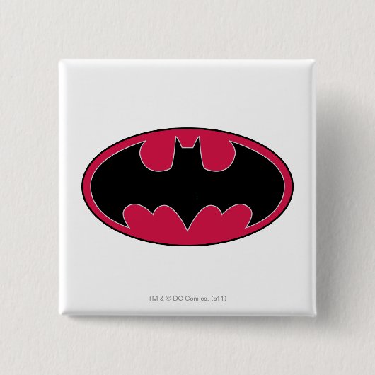 Batman Symbol | Rode zwarte Logo Vierkante Button 5,1 Cm (Voorkant)