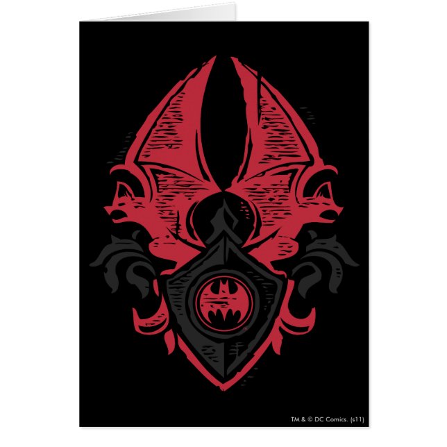 Batman Symbol | Rood zwarte bat Stempel Crest Logo (Voorkant)