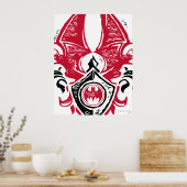 Batman Symbol | Rood zwarte bat Stempel Crest Logo Poster (Keuken)