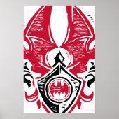 Batman Symbol | Rood zwarte bat Stempel Crest Logo Poster (Voorkant)