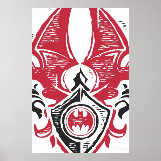 Batman Symbol | Rood zwarte bat Stempel Crest Logo Poster (Voorkant)