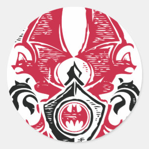 Batman Symbol Rood zwarte bat Stempel Crest Logo Ronde Sticker