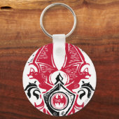 Batman Symbol | Rood zwarte bat Stempel Crest Logo Sleutelhanger (Voorkant)