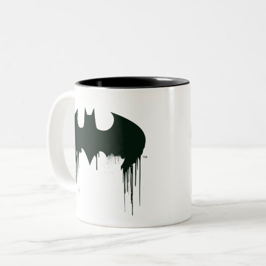 Batman Symbol | Spuitverf-Logo Tweekleurige Koffiemok (Voorkant links)