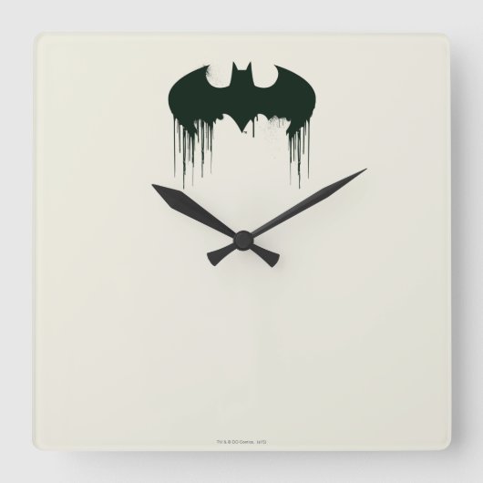 Batman Symbol | Spuitverf-Logo Vierkante Klok (Voorkant)