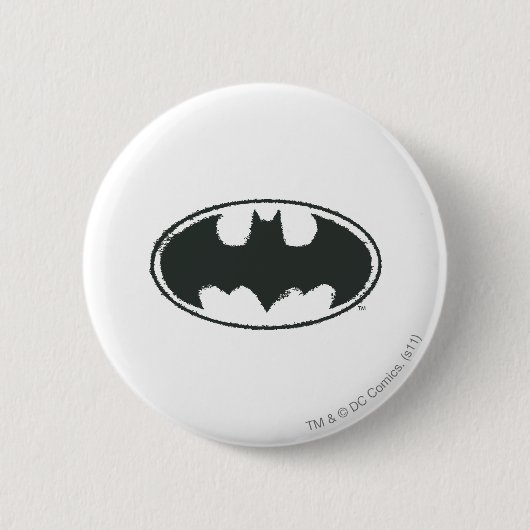 Batman Symbol | Spuitzwart-wit Logo Ronde Button 5,7 Cm (Voorkant)