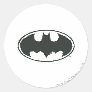 Batman Symbol Spuitzwart-wit Logo Ronde Sticker