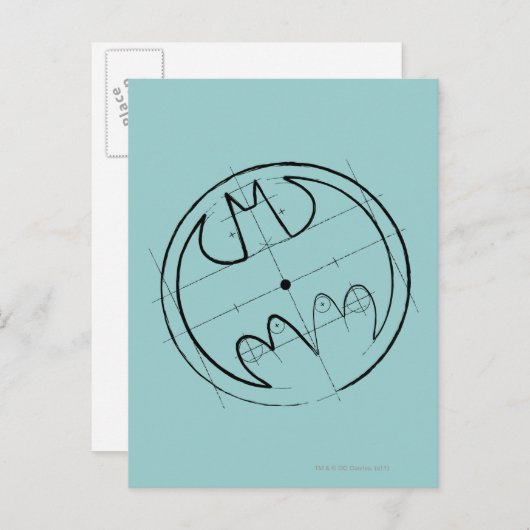 Batman Symbol | Technische schets Logo Briefkaart (Voorkant / Achterkant)