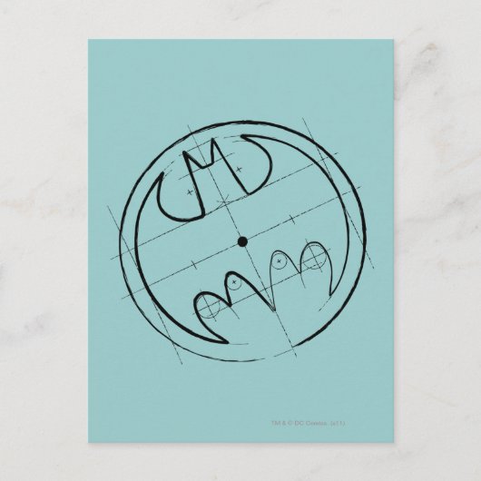 Batman Symbol | Technische schets Logo Briefkaart (Voorkant)