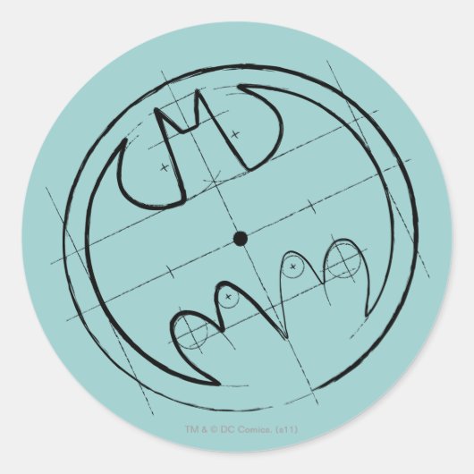 Batman Symbol | Technische schets Logo Ronde Sticker (Voorkant)