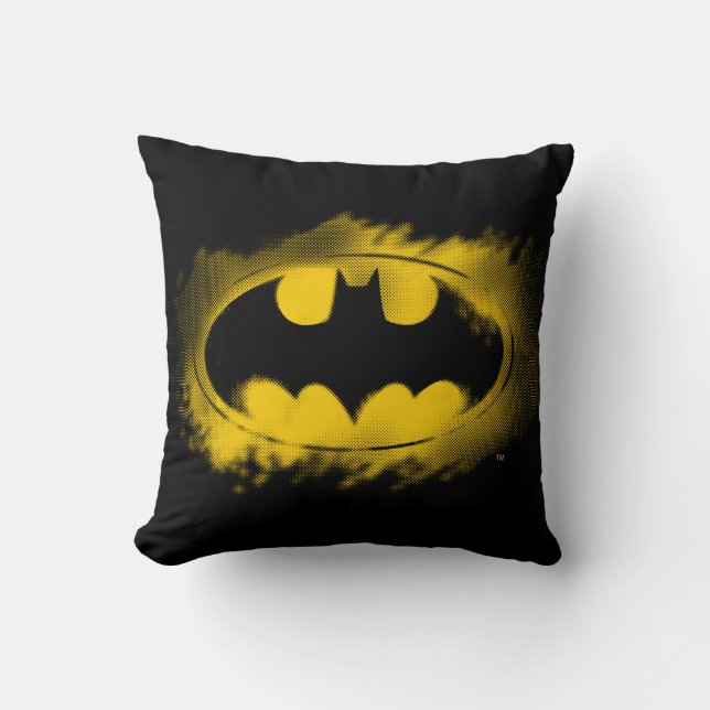 Batman Symbol | Zwarte en gele Logo Kussen (Voorkant)