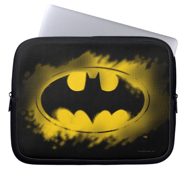 Batman Symbol | Zwarte en gele Logo Laptop Sleeve (Voorkant)