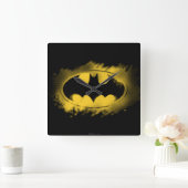 Batman Symbol | Zwarte en gele Logo Vierkante Klok (Huis)