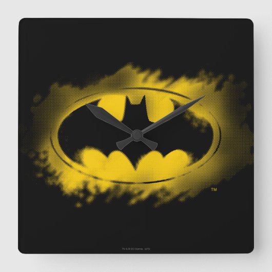 Batman Symbol | Zwarte en gele Logo Vierkante Klok (Voorkant)