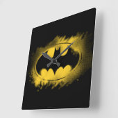 Batman Symbol | Zwarte en gele Logo Vierkante Klok (Hoek)