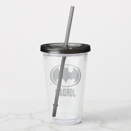 Batman Symbol | Zwarte en witte Logo Acryl Drinkbeker (Achterkant)