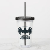 Batman Symbol | Zwarte en witte Logo Acryl Drinkbeker (Voorkant)