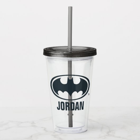 Batman Symbol | Zwarte en witte Logo Acryl Drinkbeker (Voorkant)
